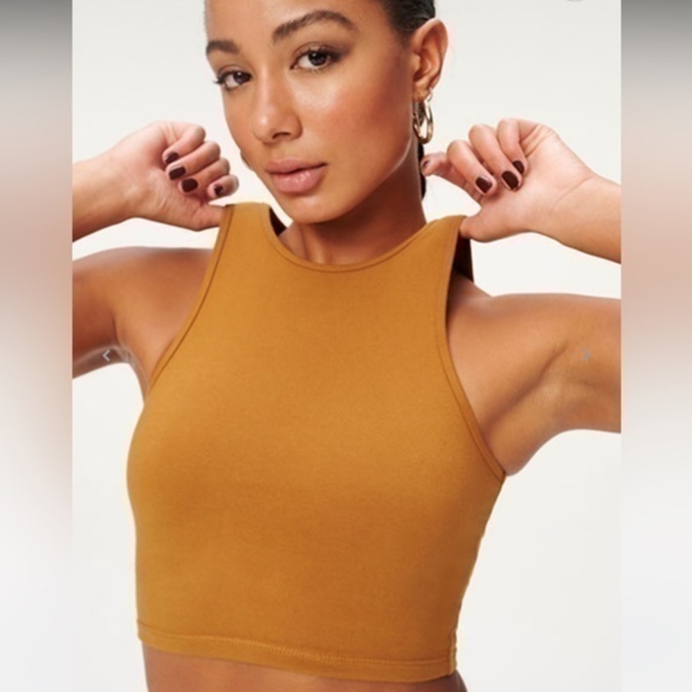 New Good American Essential cut in crop top bronze brown Size 3